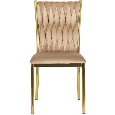 Стілець оксамитовий MEBEL ELITE DAN Velvet Бежевий / Золотий фотографія
