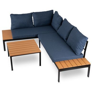 Комплект садових меблів MEBEL ELITE NORMAN Синій/чорний