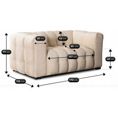 Софа MODERNO 2S MEBEL ELITE 170 см ткань Кремовый фотография