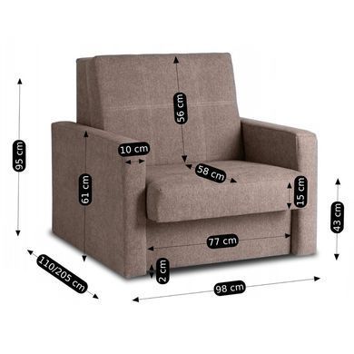 Кресло раскладное MEBEL ELITE MILAN 1, 98 см MEBEL ELITE Беж/ткань фотография