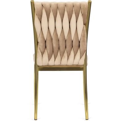 Стілець оксамитовий MEBEL ELITE DAN Velvet Бежевий / Золотий фотографія