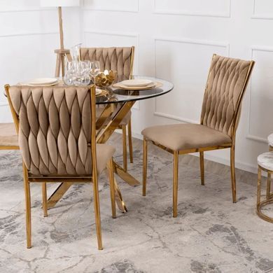 Стілець оксамитовий MEBEL ELITE DAN Velvet Бежевий / Золотий фотографія