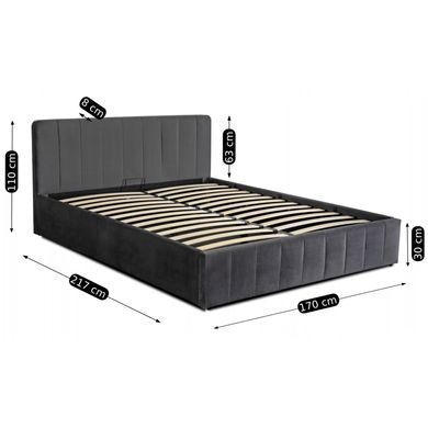 Ліжко двоспальне оксамитове MEBEL ELITE CROS Velvet 160x200 см Сірий фотографія