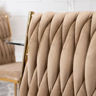 Стілець оксамитовий MEBEL ELITE DAN Velvet Бежевий / Золотий фотографія