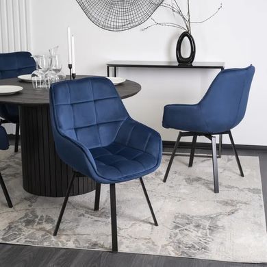 Стілець поворотний оксамитовий MEBEL ELITE LUNA Velvet Темно-синій фотографія
