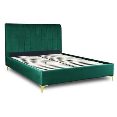Ліжко двоспальне оксамитове MEBEL ELITE MARCELO Velvet 160x200 см Зелений фотографія