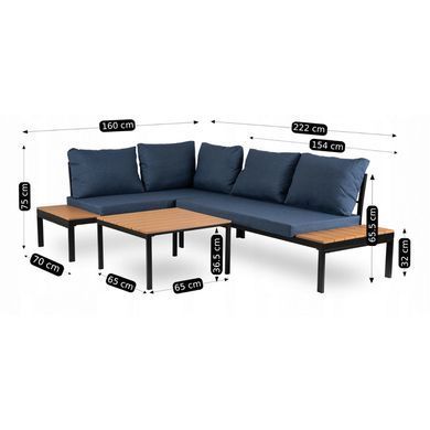 Комплект садових меблів MEBEL ELITE NORMAN Синій/чорний