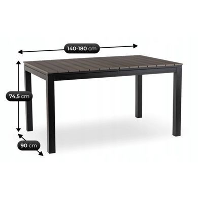 Стол Раскладной обеденный ARGOS MEBEL ELITE 140(180)х90 Темно-серый дуб/черный фотография