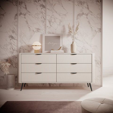 Комод Perfect Home Ланте / Lante з 6 шухлядами і чорними ніжками 6S/163 Беж фотографія