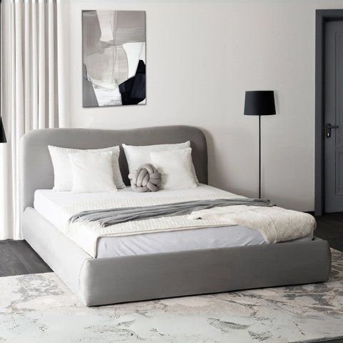 Кровать двуспальная MEBEL ELITE BRISTOL 160x200 см Серая фотография