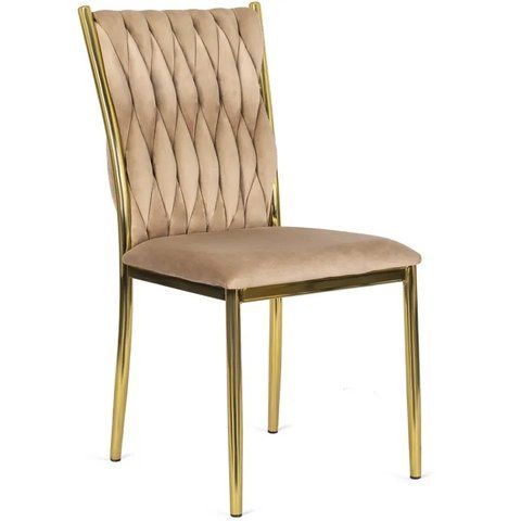 Стул бархатный MEBEL ELITE DAN Velvet Бежевый / Золотой фотография