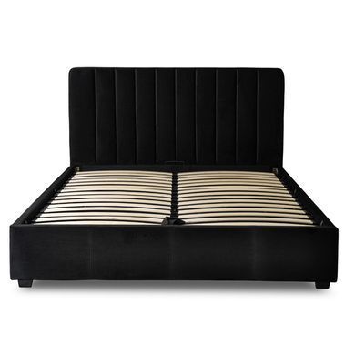 Ліжко двоспальне оксамитове 160x200 MEBEL ELITE MARI Velvet Чорний фотографія