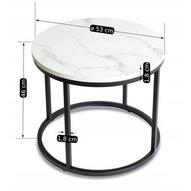 Журнальний столик CONNY MEBEL ELITE 53x53 Білий мармур фотографія