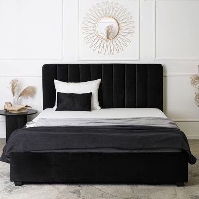 Ліжко двоспальне оксамитове 160x200 MEBEL ELITE MARI Velvet Чорний фотографія