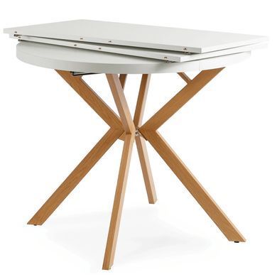 Стіл розкладний круглий MEBEL ELITE DORIAN 80(160)х80 см Білий/дуб золотий фотографія