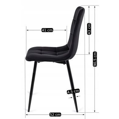 Стілець оксамитовий MEBEL ELITE PERU Velvet, Чорний фотографія