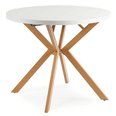 Стіл розкладний круглий MEBEL ELITE DORIAN 80(160)х80 см Білий/дуб золотий фотографія