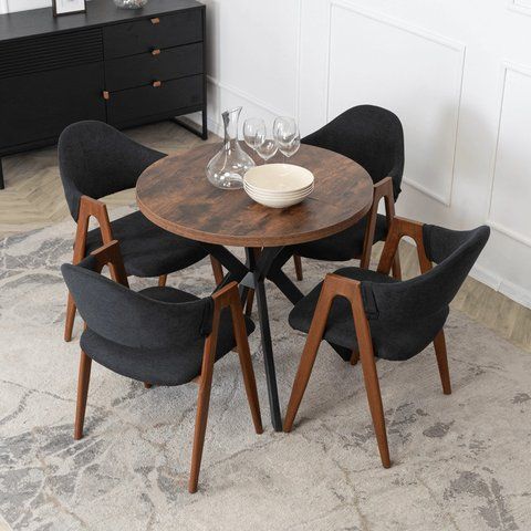 Стул MEBEL ELITE RUIZ ткань черный/орех фотография