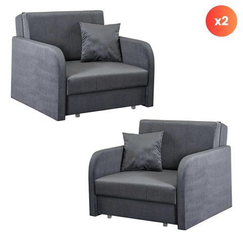 Набір з 2х розкладних крісел MEBEL ELITE VERO 97 см Сірий / велюр фотографія