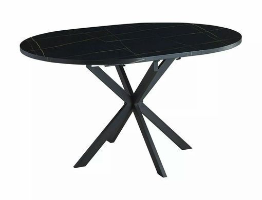 Стіл Розкладний GASTON Signal 100(135)x100 Чорний Ефект Мармуру / Чорний Мат фотографія