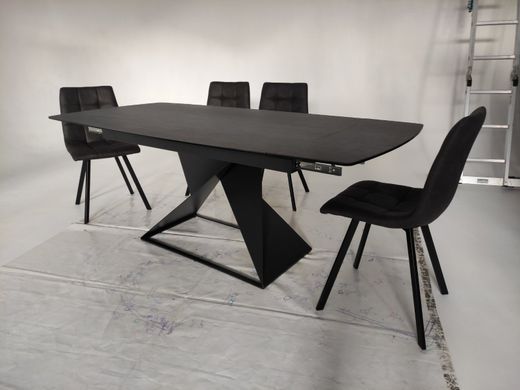 Стол раскладной TML-820 VETRO 140x95 Графит / Черный фотография