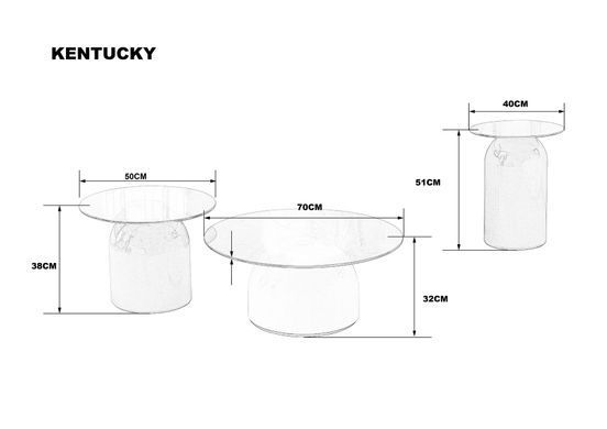 Комплект 3 шт журнальний столик KENTUCKY Intarsio 70X70 сіре скло/кольорові фотографія