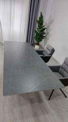 Стіл розкладний JULIAN CERAMIC Intarsio 160(240)*90 сірий мат/чорний фотографія