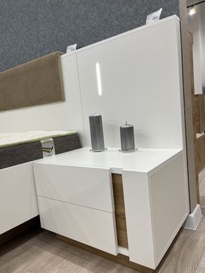 Тумбы прикроватные с подсветкой Perfect Home Арко / Arco с 4 ящиками 2S/60 Белый глянец/дуб грандсон фотография
