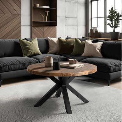 Журнальний столик MEBEL ELITE LINCOLN 80x80&nbsp;Дуб рустик Чорний фотографія