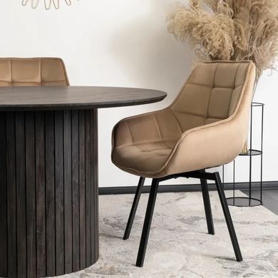 Стул поворотный бархатный MEBEL ELITE LUNA Velvet Бежевый фотография