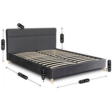 Ліжко двоспальне оксамитове MEBEL ELITE NICEAVelvet 160x200 см Сірий фотографія