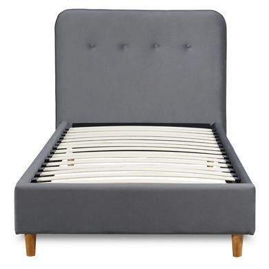 Кровать бархатная MEBEL ELITE DENNIS Velvet 90x200 Темно Серый фотография