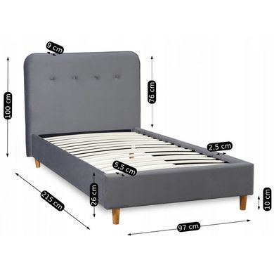 Кровать бархатная MEBEL ELITE DENNIS Velvet 90x200 Темно Серый фотография