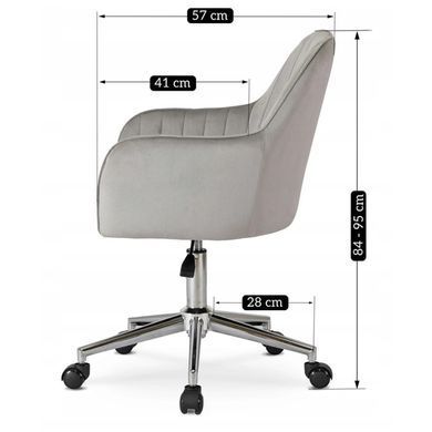 Стул офисный поворотный бархатный MEBEL ELITE TOM Velvet Серый фотография