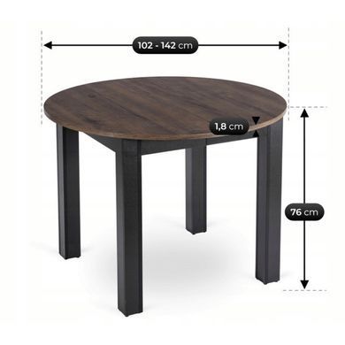 Стіл розкладний круглий MEBEL ELITE HARRY 102(142)х102 см Горіх фотографія