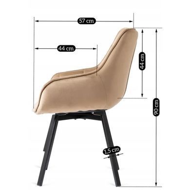 Стул поворотный бархатный MEBEL ELITE LUNA Velvet Бежевый фотография