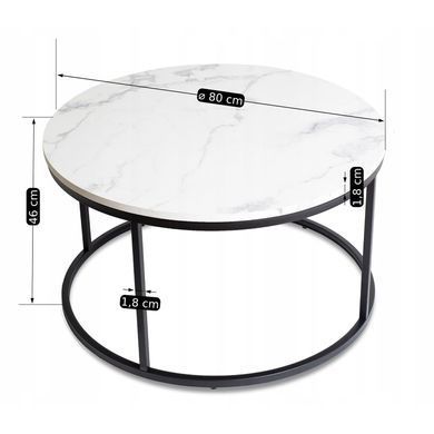 Журнальный столик CONNY MAX MEBEL ELITE 80x80 Белый мрамор фотография