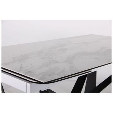 Стіл розкладний Vincent black AMF 160(240)X90 сeramics Tatuario bianco фотографія