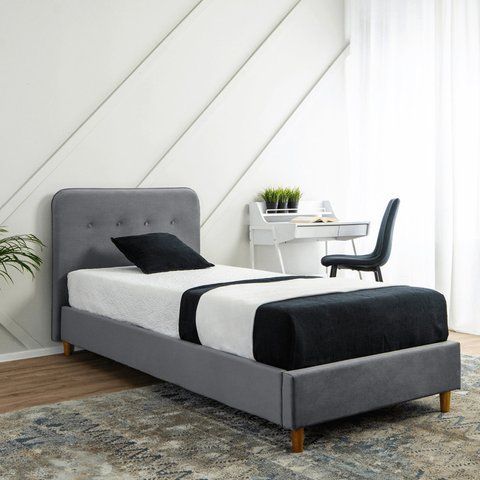 Кровать бархатная MEBEL ELITE DENNIS Velvet 90x200 Темно Серый фотография