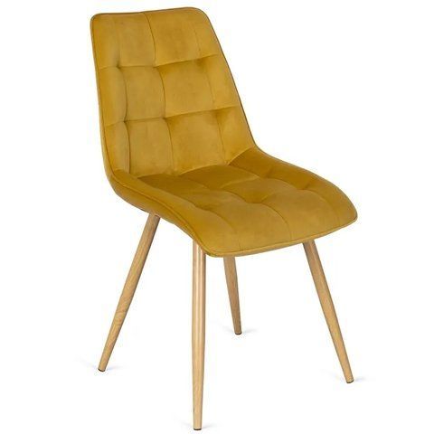 Стул бархатный MEBEL ELITE RODRI Velvet Горчица / Натуральный фотография
