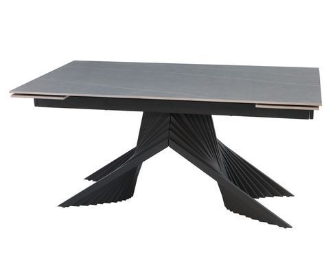Стіл розкладний ROSARIO CERAMIC Intarsio 160(220)*90 сірий мат/чорний каркас фотографія