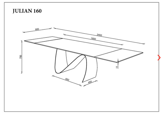 Стіл розкладний JULIAN CERAMIC Intarsio 160(240)*90 сірий мат/чорний фотографія