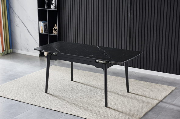 Стол раскладной BONN II CERAMIC Intarsio 140(200)x90 Черный Мат Керамика Черный фотография