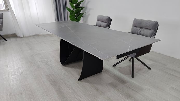 Стіл розкладний JULIAN CERAMIC Intarsio 160(240)*90 сірий мат/чорний фотографія