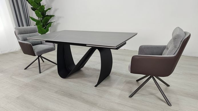 Стіл розкладний JULIAN CERAMIC Intarsio 160(240)*90 сірий мат/чорний фотографія