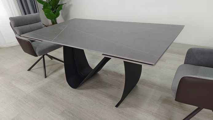 Стіл розкладний JULIAN CERAMIC Intarsio 160(240)*90 сірий мат/чорний фотографія