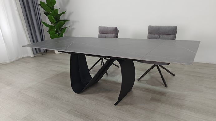 Стіл розкладний JULIAN CERAMIC Intarsio 160(240)*90 сірий мат/чорний фотографія