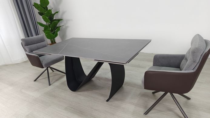 Стіл розкладний JULIAN CERAMIC Intarsio 160(240)*90 сірий мат/чорний фотографія