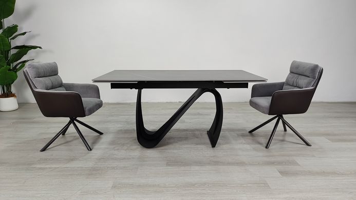 Стіл розкладний JULIAN CERAMIC Intarsio 160(240)*90 сірий мат/чорний фотографія