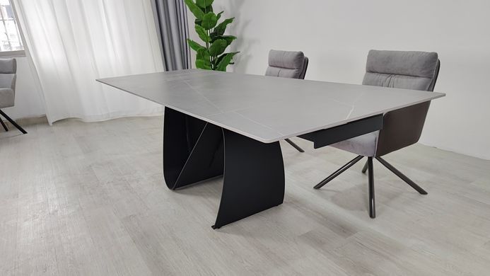 Стіл розкладний JULIAN CERAMIC Intarsio 160(240)*90 сірий мат/чорний фотографія
